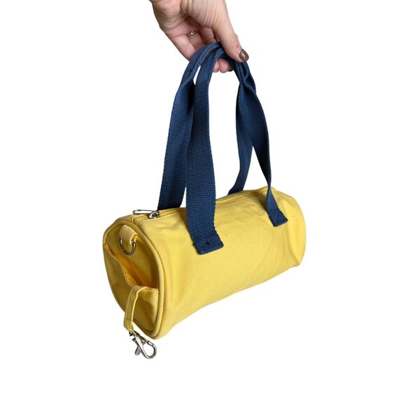 Y2K Mini Yellow Canvas Duffle Shoulder Bag 10" - Picture 2 of 7